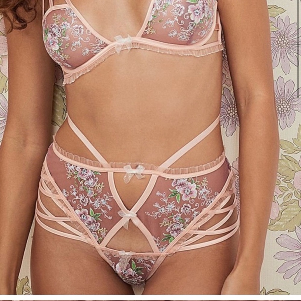For Love & Lemons Euphoria Embroidered High Waist Panty Floral XXS NWOT - Picture 1 of 6